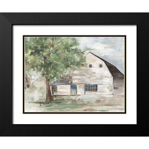 White Farm Barn  Black Modern Wood Framed Art Print with Double Matting by Pearce, Allison
