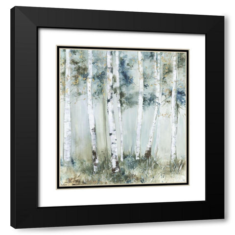 Birch Blue Forest  Black Modern Wood Framed Art Print with Double Matting by Pearce, Allison