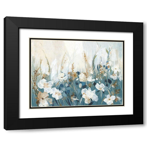 Blue Poppy Field  Black Modern Wood Framed Art Print with Double Matting by Pearce, Allison