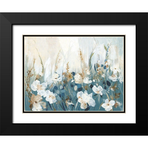 Blue Poppy Field  Black Modern Wood Framed Art Print with Double Matting by Pearce, Allison