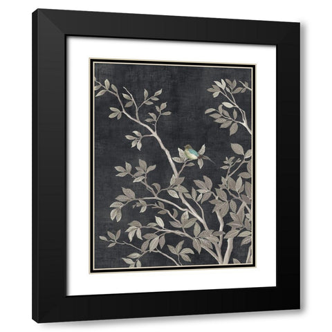 Blue Parakeet Tree II  Black Modern Wood Framed Art Print with Double Matting by Pearce, Allison