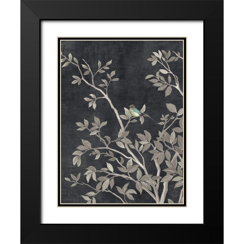 Blue Parakeet Tree II  Black Modern Wood Framed Art Print with Double Matting by Pearce, Allison