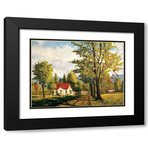 House on the Rural Road Black Modern Wood Framed Art Print with Double Matting by Molenaar, Pieter