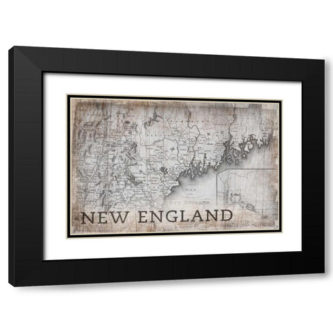 Bordeaux Map White Black Modern Wood Framed Art Print with Double Matting by PI Galerie