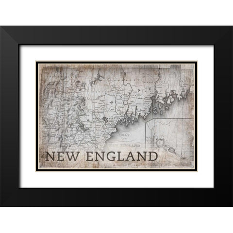 Bordeaux Map White Black Modern Wood Framed Art Print with Double Matting by PI Galerie