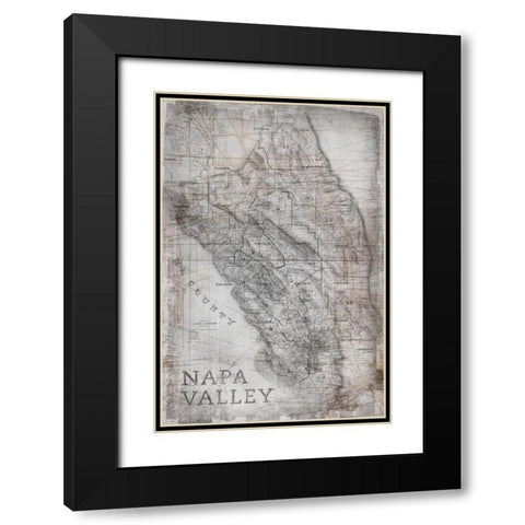 Champagne Map White Black Modern Wood Framed Art Print with Double Matting by PI Galerie