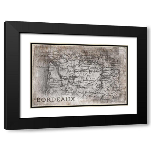 Tuscany Map White Black Modern Wood Framed Art Print with Double Matting by PI Galerie