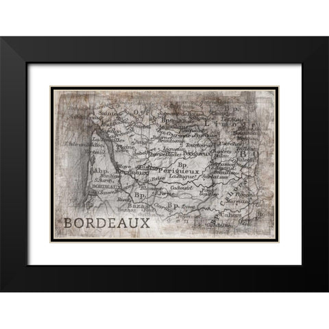 Tuscany Map White Black Modern Wood Framed Art Print with Double Matting by PI Galerie