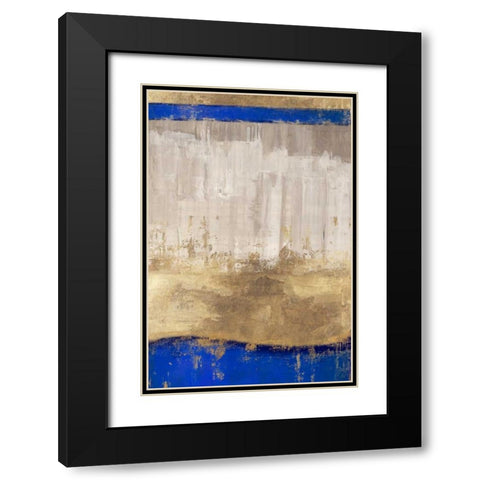 Indigo Abstract I Black Modern Wood Framed Art Print with Double Matting by PI Galerie