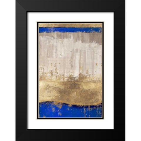 Indigo Abstract I Black Modern Wood Framed Art Print with Double Matting by PI Galerie