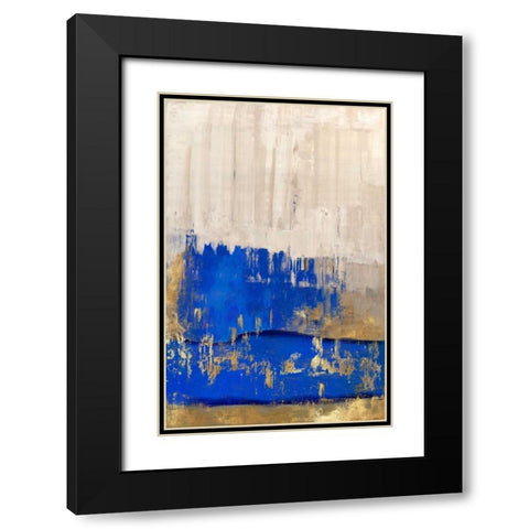 Indigo Abstract II Black Modern Wood Framed Art Print with Double Matting by PI Galerie