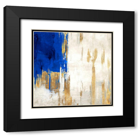 Indigo Abstract III Black Modern Wood Framed Art Print with Double Matting by PI Galerie