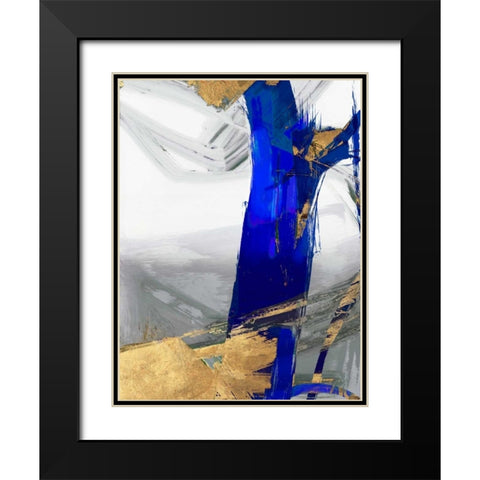 Indigo Abstract IV Black Modern Wood Framed Art Print with Double Matting by PI Galerie