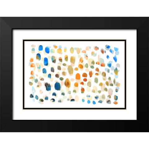 Colour Dabs Black Modern Wood Framed Art Print with Double Matting by PI Galerie