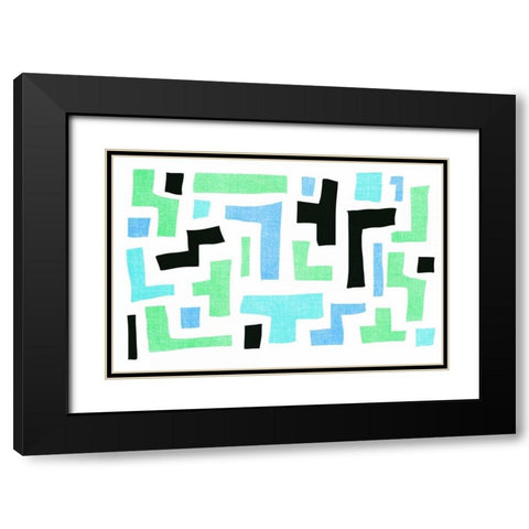Geo I Black Modern Wood Framed Art Print with Double Matting by PI Galerie