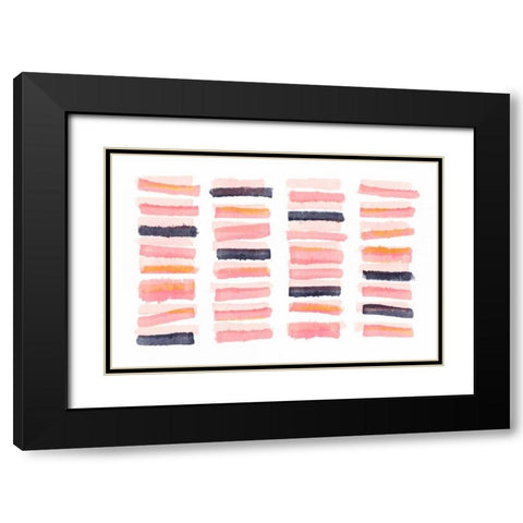 Slats Black Modern Wood Framed Art Print with Double Matting by PI Galerie