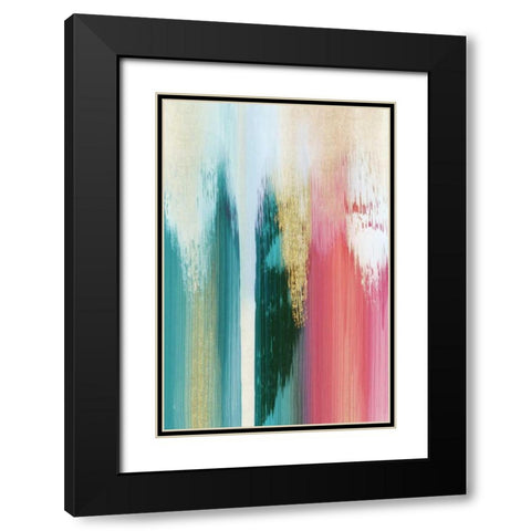 Multicolor Streak Black Modern Wood Framed Art Print with Double Matting by PI Galerie