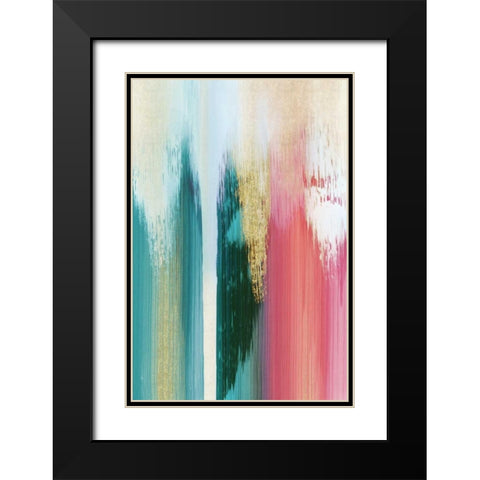 Multicolor Streak Black Modern Wood Framed Art Print with Double Matting by PI Galerie