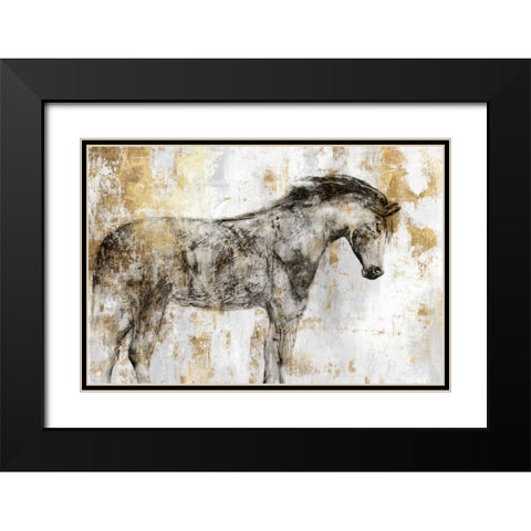 Equestrian Gold I Black Modern Wood Framed Art Print with Double Matting by PI Galerie