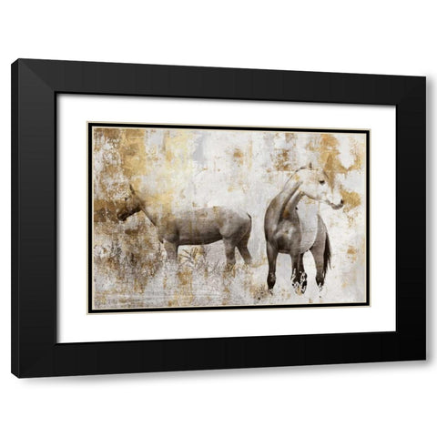 Equestrian Gold II Black Modern Wood Framed Art Print with Double Matting by PI Galerie