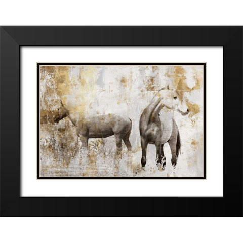 Equestrian Gold II Black Modern Wood Framed Art Print with Double Matting by PI Galerie