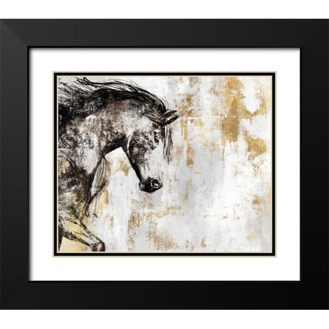 Equestrian Gold III Black Modern Wood Framed Art Print with Double Matting by PI Galerie