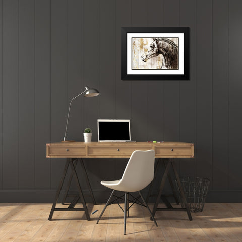Equestrian Gold IV Black Modern Wood Framed Art Print with Double Matting by PI Galerie