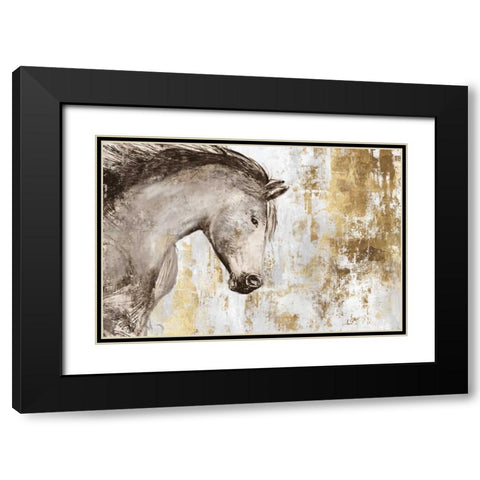 Equestrian Gold V Black Modern Wood Framed Art Print with Double Matting by PI Galerie