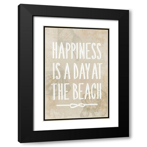Happiness is a day at the Beach Black Modern Wood Framed Art Print with Double Matting by PI Galerie