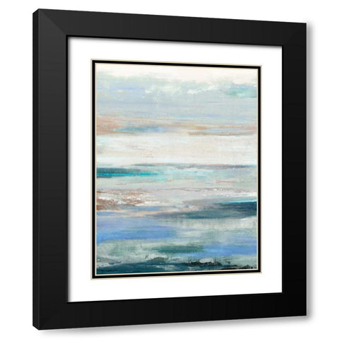 Waves Black Modern Wood Framed Art Print with Double Matting by PI Galerie