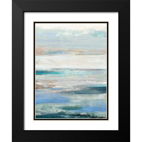 Waves Black Modern Wood Framed Art Print with Double Matting by PI Galerie