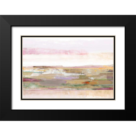 Pink Landscape Black Modern Wood Framed Art Print with Double Matting by PI Galerie