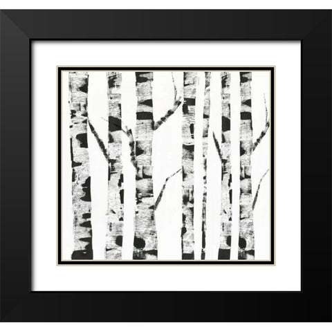 White Birch Black Modern Wood Framed Art Print with Double Matting by PI Galerie