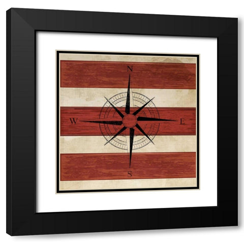 Compass Black Modern Wood Framed Art Print with Double Matting by PI Studio
