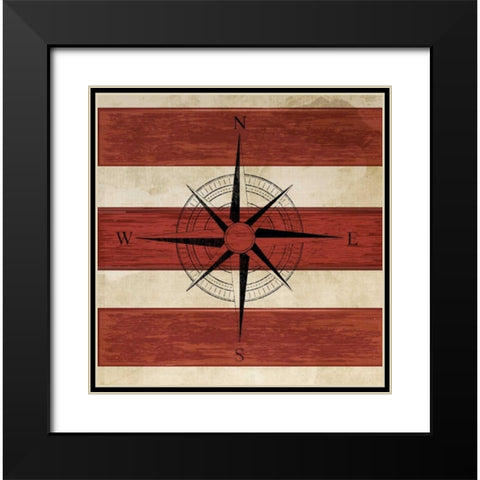 Compass Black Modern Wood Framed Art Print with Double Matting by PI Studio