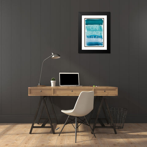 On Beach Time Black Modern Wood Framed Art Print with Double Matting by PI Studio