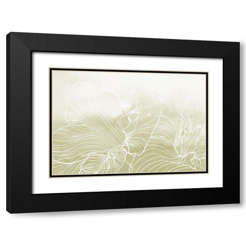 Golden Florals  Black Modern Wood Framed Art Print with Double Matting by Collabera, Pamela