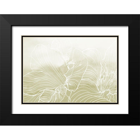 Golden Florals  Black Modern Wood Framed Art Print with Double Matting by Collabera, Pamela