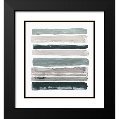 Teal Rothkos Stripes I Black Modern Wood Framed Art Print with Double Matting by PI Studio