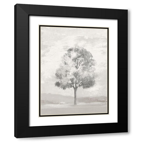 Blue and White Tree II Black Modern Wood Framed Art Print with Double Matting by Pi Studio