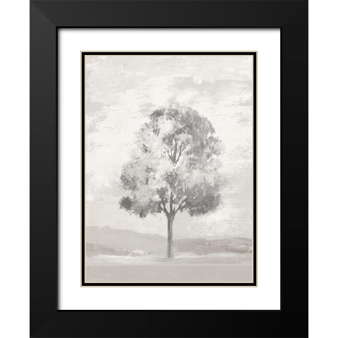 Blue and White Tree II Black Modern Wood Framed Art Print with Double Matting by Pi Studio