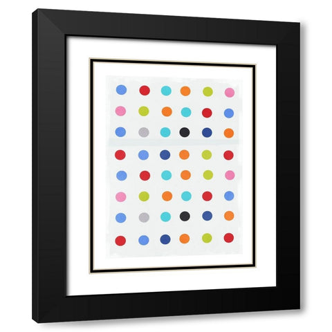 Rainbow Buttons Black Modern Wood Framed Art Print with Double Matting by PI Studio