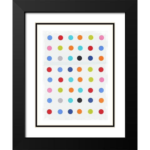 Rainbow Buttons Black Modern Wood Framed Art Print with Double Matting by PI Studio