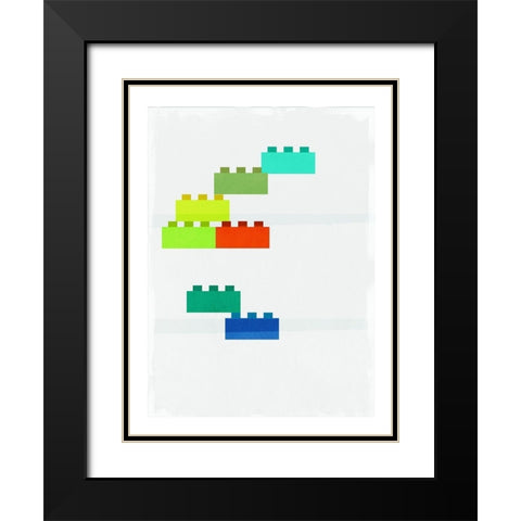 Stacking Blocks Black Modern Wood Framed Art Print with Double Matting by PI Studio