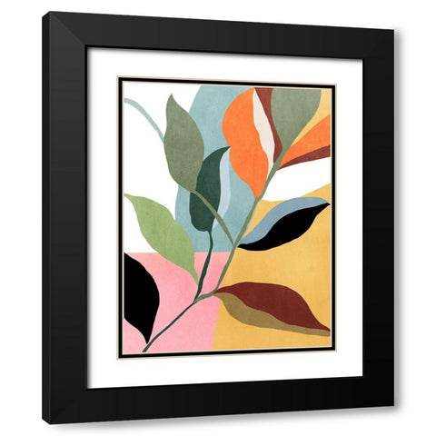 Bright Twig Black Modern Wood Framed Art Print with Double Matting by PI Studio