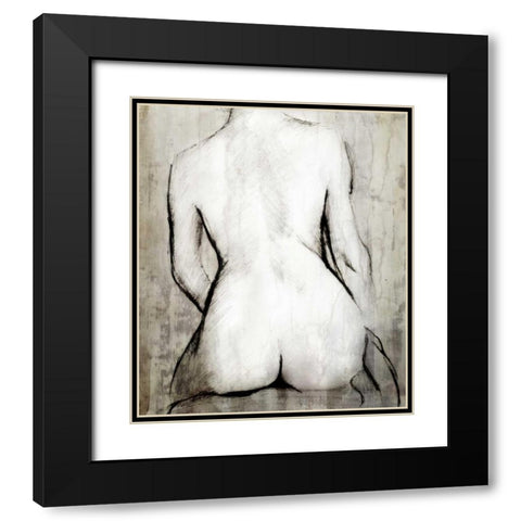 Nude Back Black Modern Wood Framed Art Print with Double Matting by PI Studio