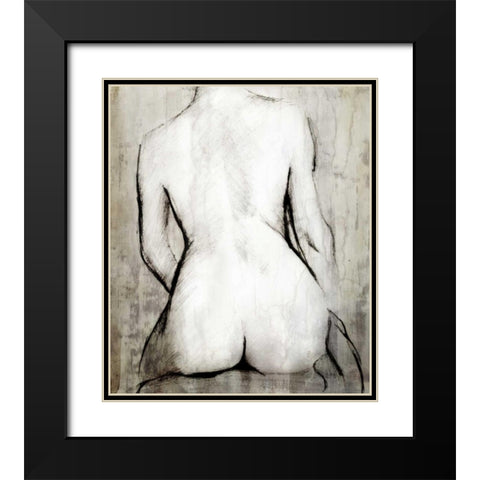 Nude Back Black Modern Wood Framed Art Print with Double Matting by PI Studio