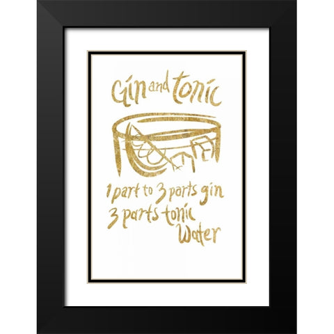 Gin and Tonic gold Black Modern Wood Framed Art Print with Double Matting by PI Studio