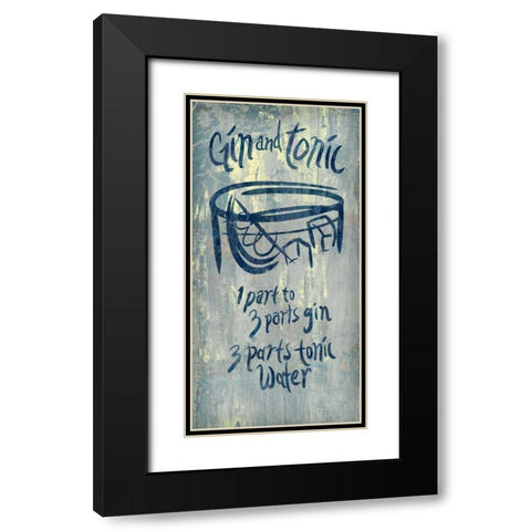 Gin and Tonic Blue Black Modern Wood Framed Art Print with Double Matting by PI Studio