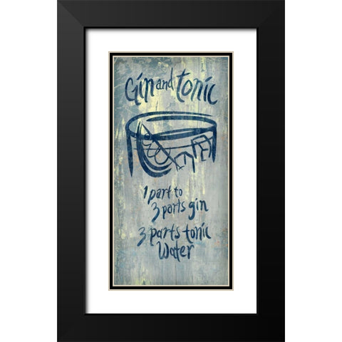 Gin and Tonic Blue Black Modern Wood Framed Art Print with Double Matting by PI Studio